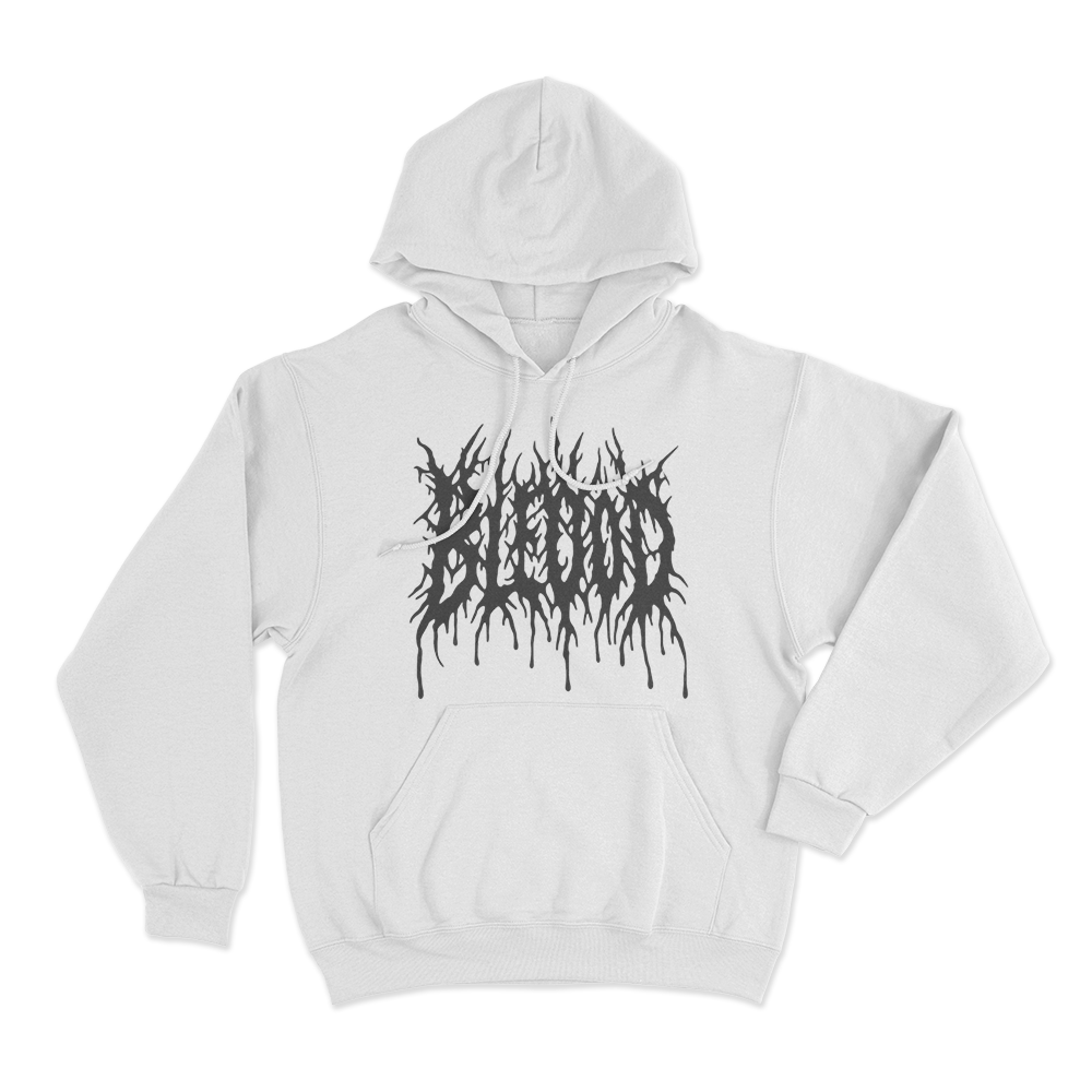 Bleood Thorn Drip Logo Unisex Hoodie White Bleood Thorn Drip Logo Unisex Hoodie White